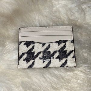 Coach Slim Id Card Case With Houndstooth Print